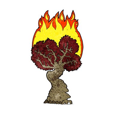 karikatür yanan ağaç