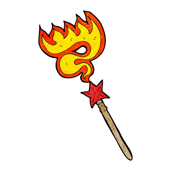 Cartoon toverstaf casting vuur spreuk — Stockvector
