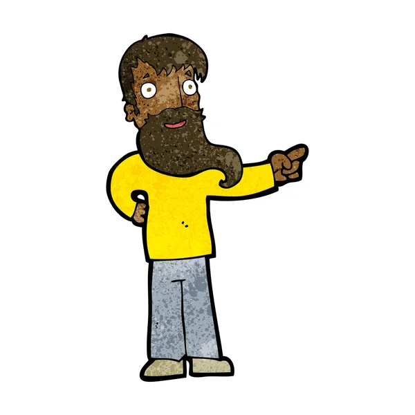 Cartoon man with beard pointing — Stock Vector