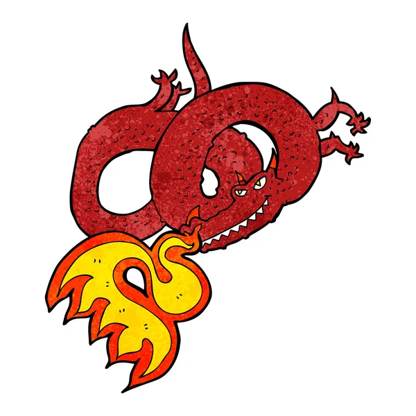 Dragon dessin animé respirant feu — Image vectorielle