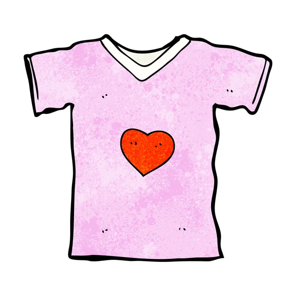 Cartoon t shirt con cuore d'amore — Vettoriale Stock
