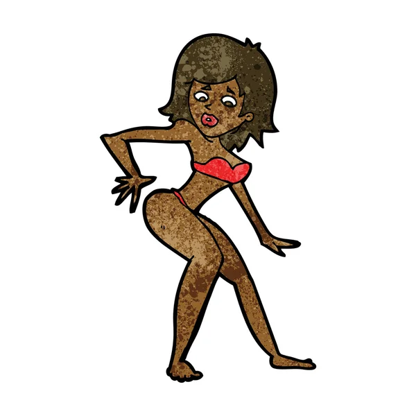 Cartoon vrouw in bikini — Stockvector