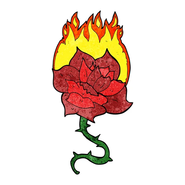 Tecknad flammande ros tatuering — Stock vektor