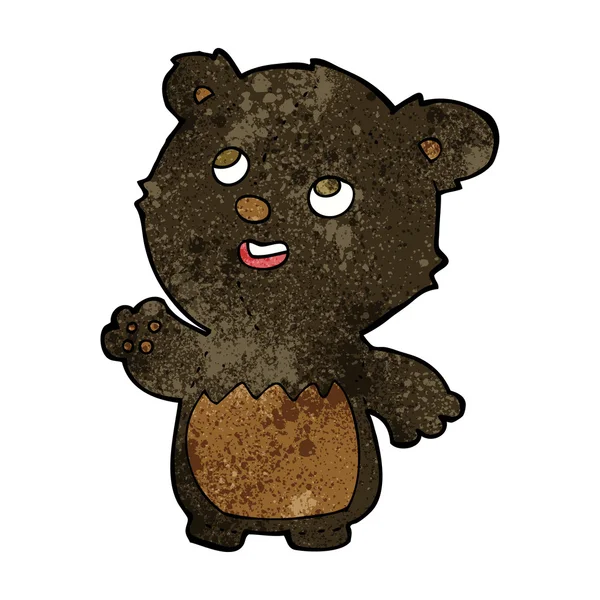 Desenho animado pequeno feliz ursinho preto — Vetor de Stock