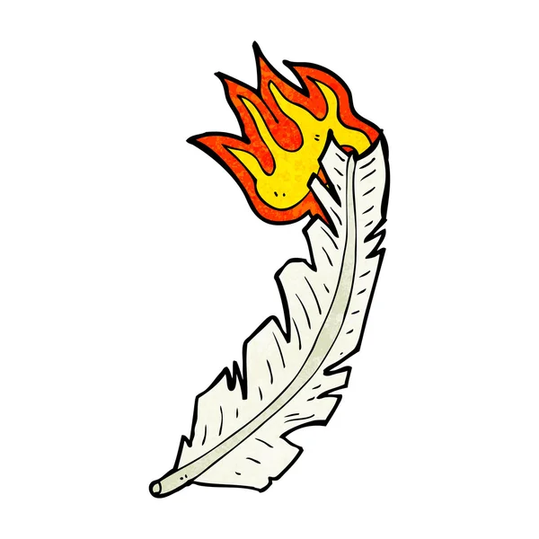 Dibujos animados pluma ardiente — Vector de stock