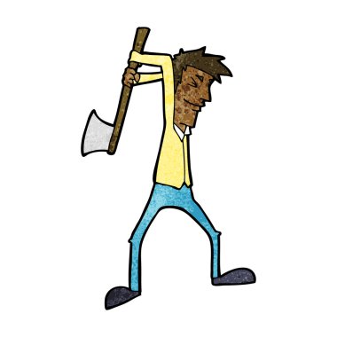 Çizgi filmci balta sallıyor.