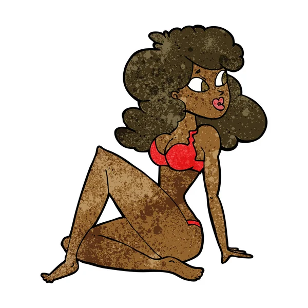 Dibujos animados mujer sexy en ropa interior — Vector de stock