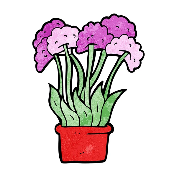 Cartoon flowers in pot — Stock Vector