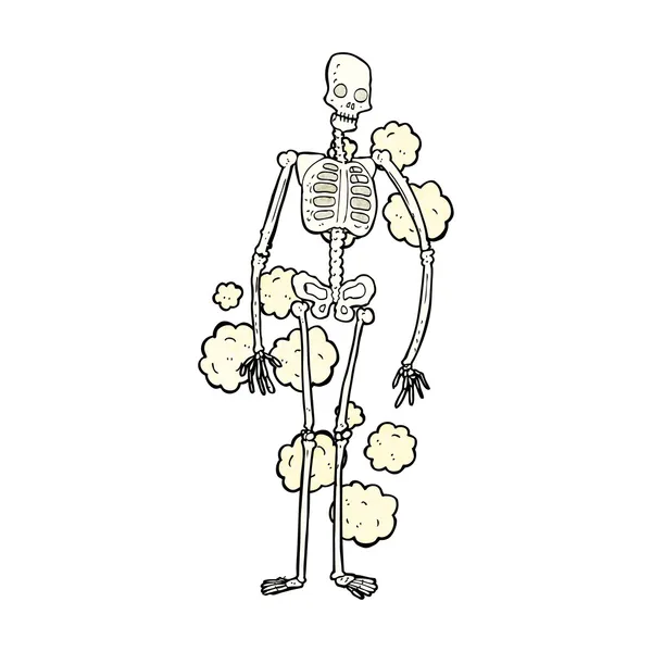 Dibujos animados viejo esqueleto polvoriento — Archivo Imágenes Vectoriales