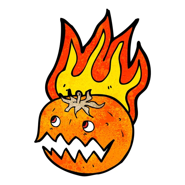 Cartoon flaming pumpkin — Stock Vector