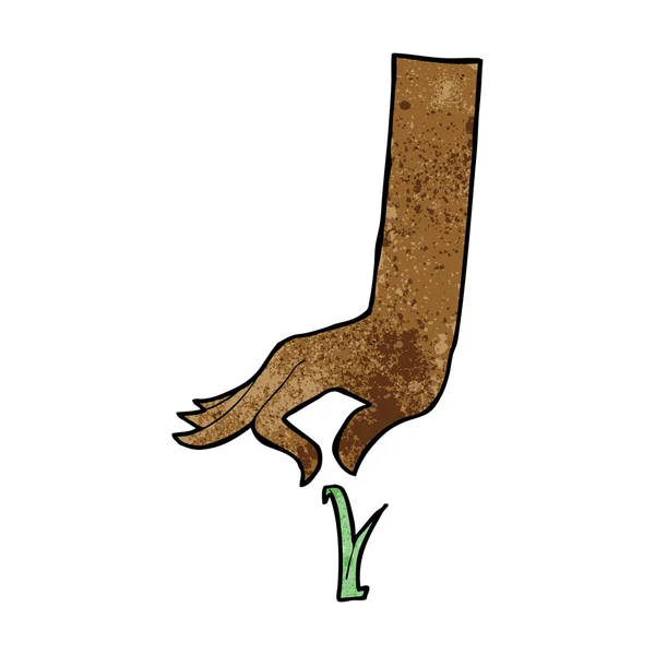 Cartoon hand plukken blad van gras — Stockvector