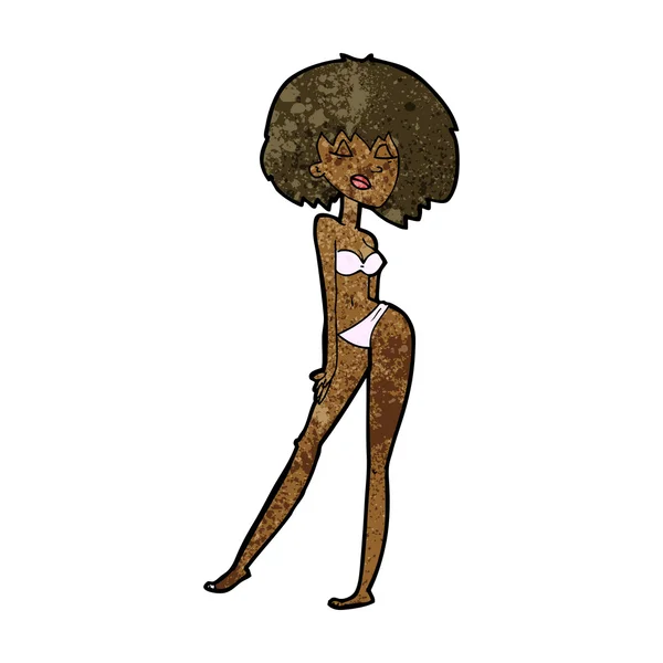 Mujer de dibujos animados en bikini — Vector de stock