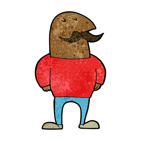 Dessin animé chauve homme avec moustache — Image vectorielle
