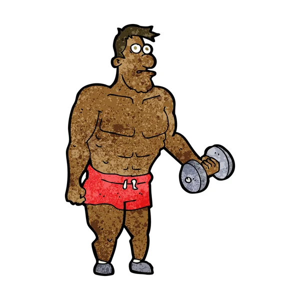 Cartoon man lifting weights — Stock Vector