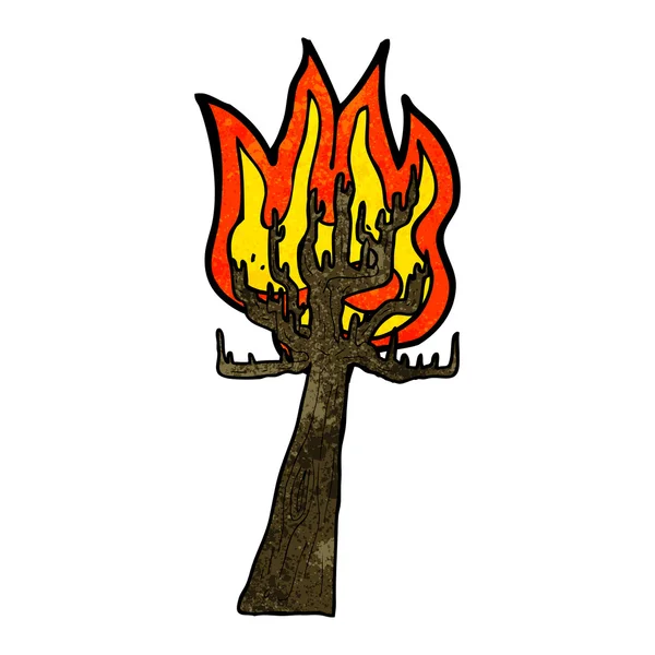 Árvore de desenho animado em fogo —  Vetores de Stock