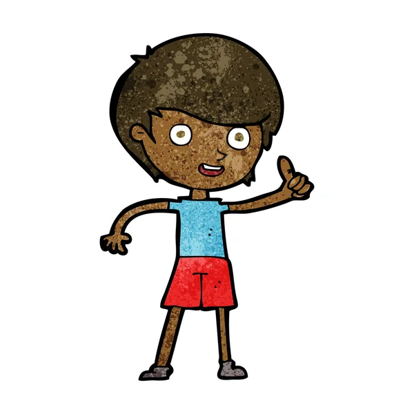 Cartoon jongen geven duimen omhoog symbool — Stockvector