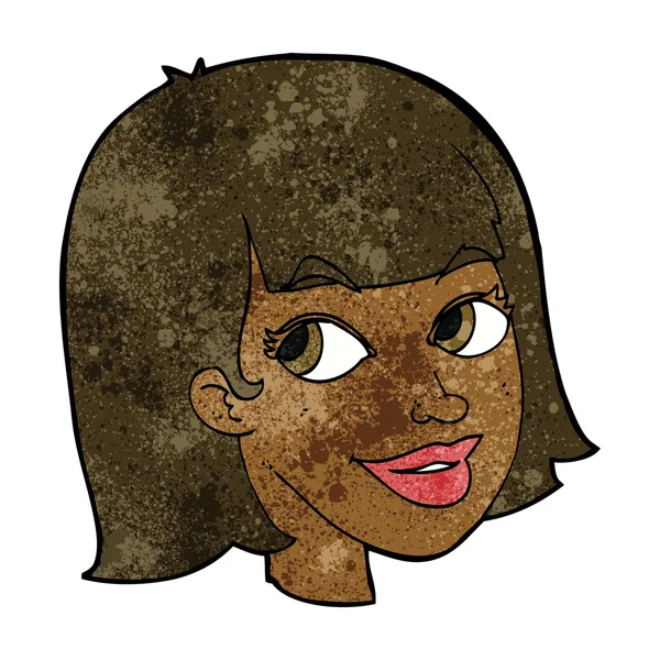 Cartone animato volto femminile felice — Vettoriale Stock
