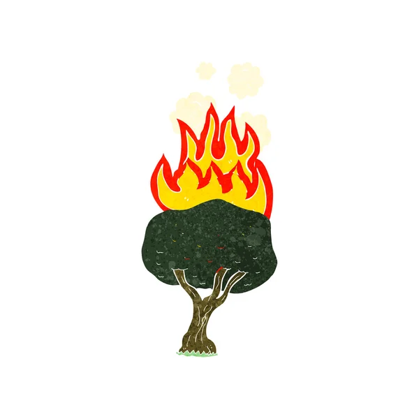 Cartoon tree on fire — Stock Vector