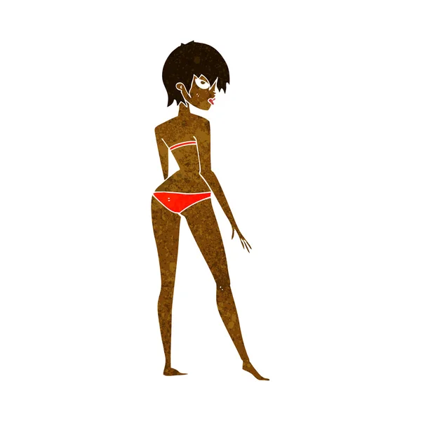 Cartoon vrouw in bikini — Stockvector