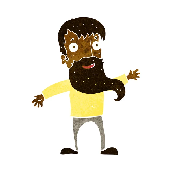 一个留着胡子的卡通人物挥手 — 图库矢量图片