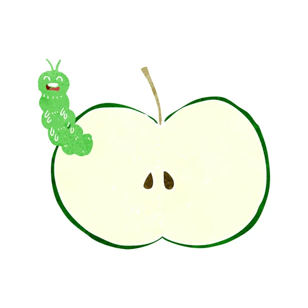 Dibujos animados bicho comer manzana — Archivo Imágenes Vectoriales