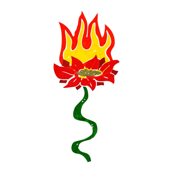 Flor de desenho animado em chamas — Vetor de Stock