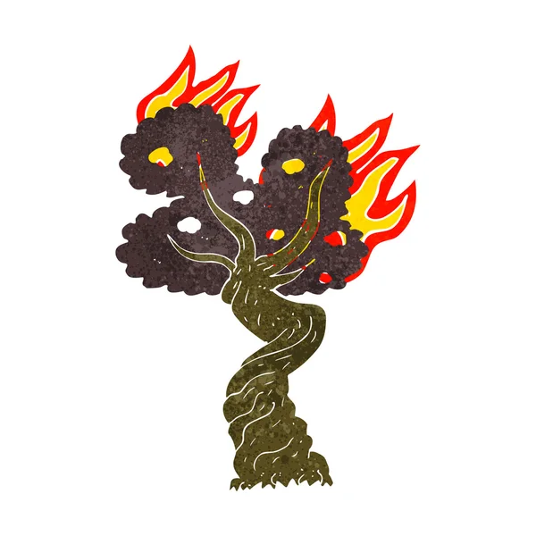 Dibujos animados quema viejo árbol — Vector de stock