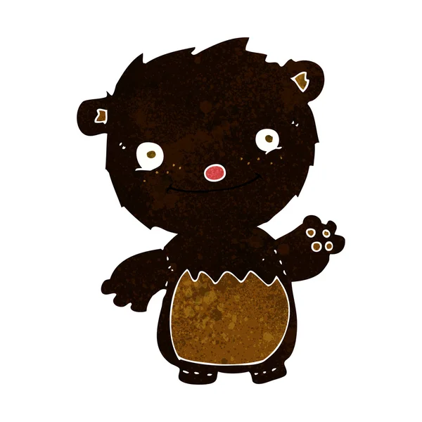 Dibujos animados ondeando cachorro de oso negro — Vector de stock