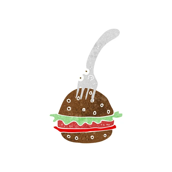 Tenedor de dibujos animados y hamburguesa — Vector de stock