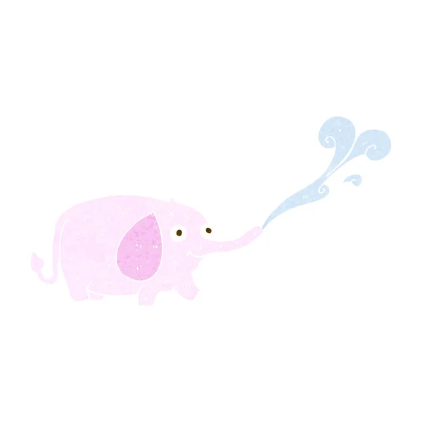 Cartone animato divertente piccolo elefante spruzzando acqua — Vettoriale Stock