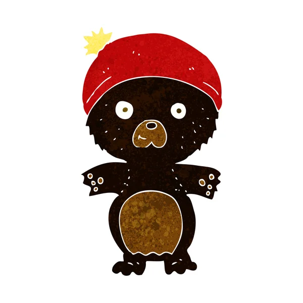 Мультфильм милый черный медведь в шляпе — стоковый вектор