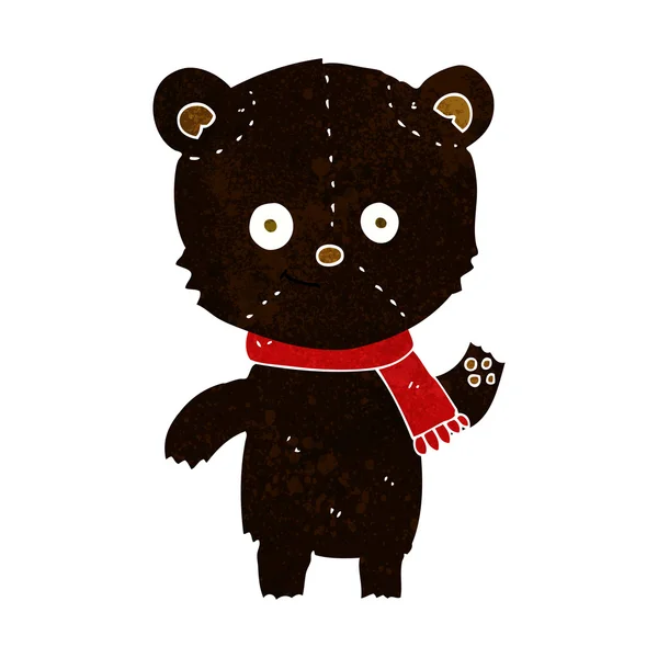 Cartoon black bear waving — Stock Vector