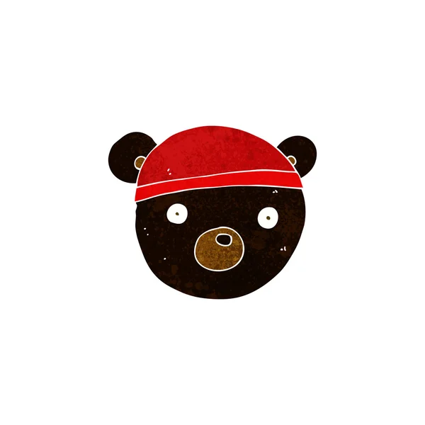 Desenho animado urso preto filhote usando chapéu — Vetor de Stock