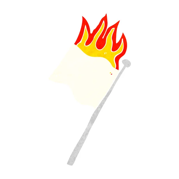 Desenho animado queimando bandeira branca — Vetor de Stock