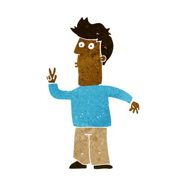 Çizgi filmci elle işaret veriyor.