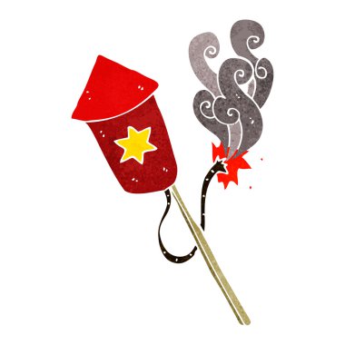 Yanan fitili olan havai fişek karikatürü