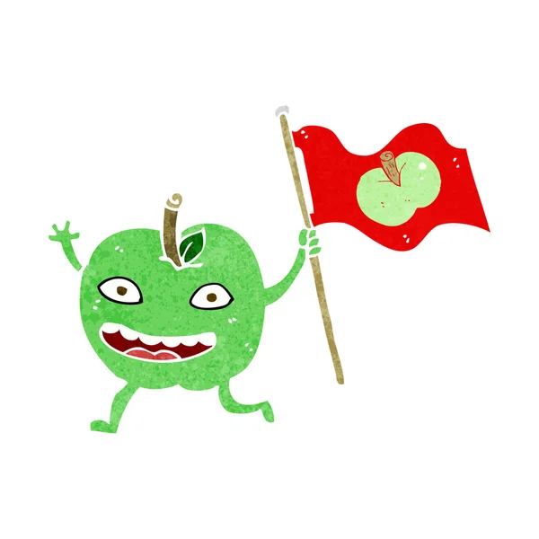 Manzana de dibujos animados con bandera — Vector de stock