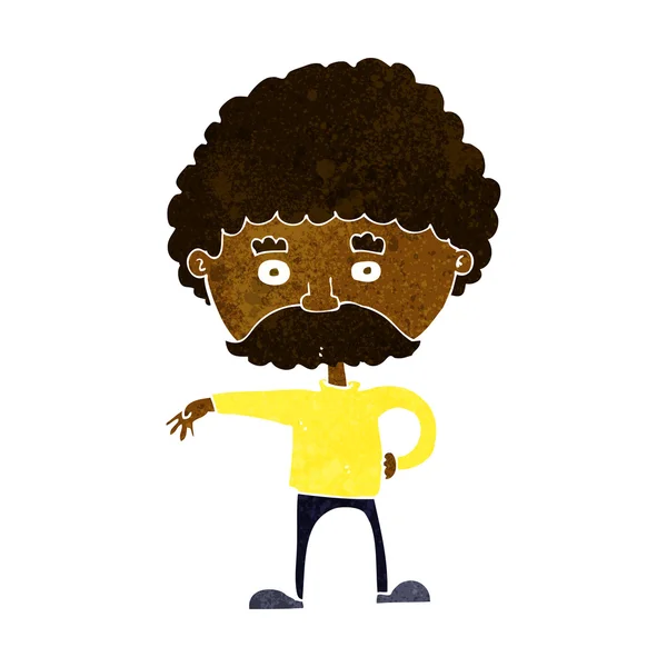 Dessin animé homme avec moustache faisant geste de camp — Image vectorielle