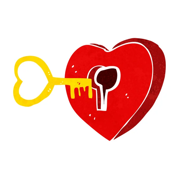 Coeur de dessin animé avec clé — Image vectorielle