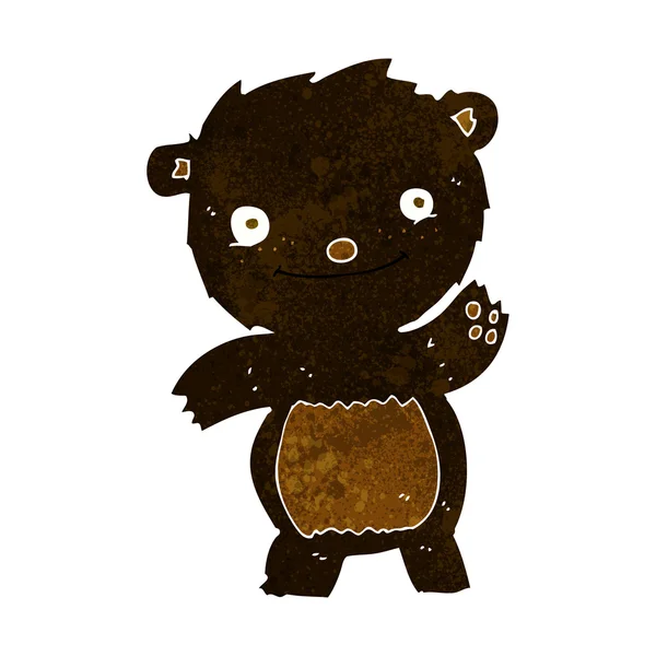 Desenho animado acenando filhote de urso preto — Vetor de Stock