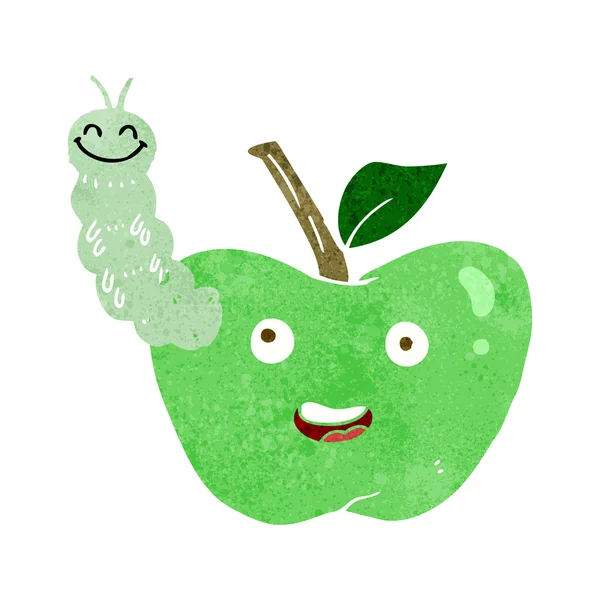 Cartoon apple with bug — Stock Vector