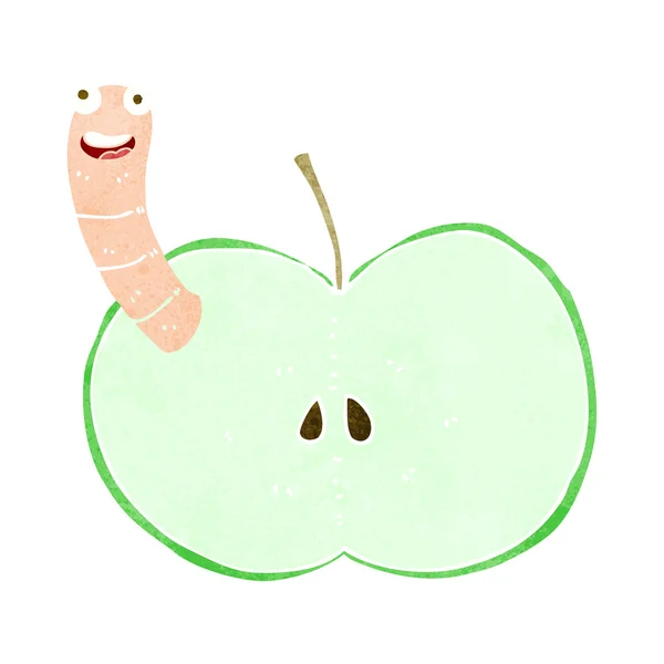 Manzana de dibujos animados con gusano — Archivo Imágenes Vectoriales