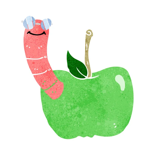 Cartoon appel met worm — Stockvector