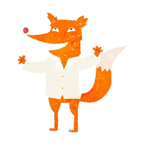 Dibujos animados zorro feliz vistiendo camisa — Vector de stock