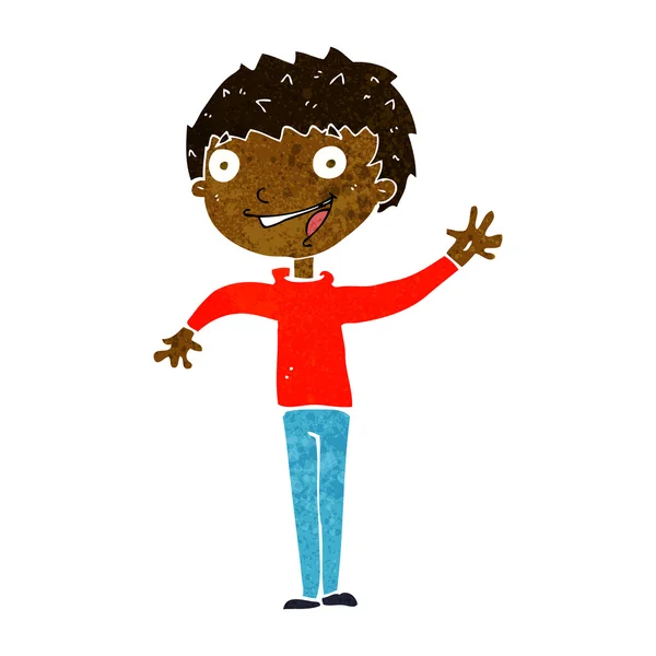 Dibujos animados niño feliz saludando — Archivo Imágenes Vectoriales