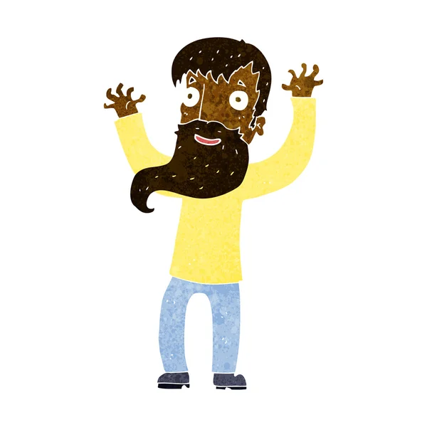 Cartoon excited man with beard — Stock Vector