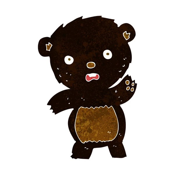 Cartoon zwaaien zwarte beer welp — Stockvector