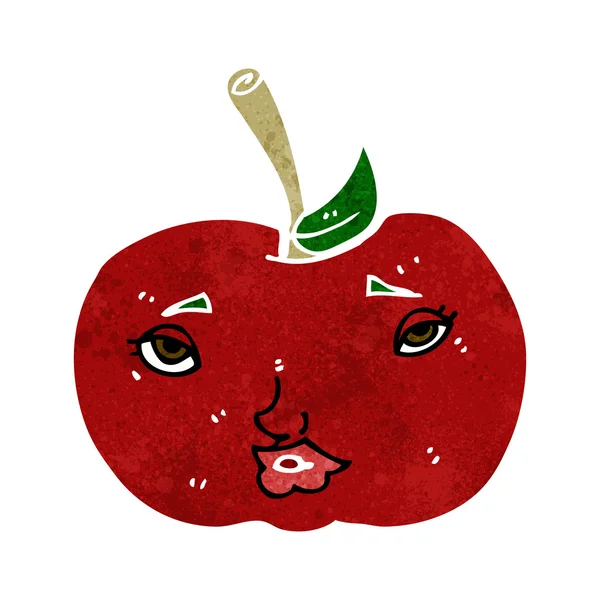 Cartoon-Apfel mit Gesicht — Stockvektor