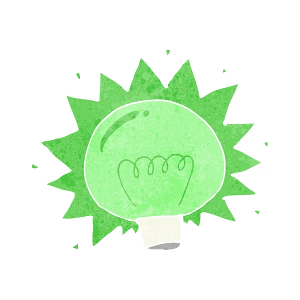 Cartoon flashing green light bulb — Stock Vector