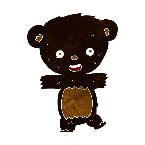 Cartoon teddy black bear cub — Stock Vector